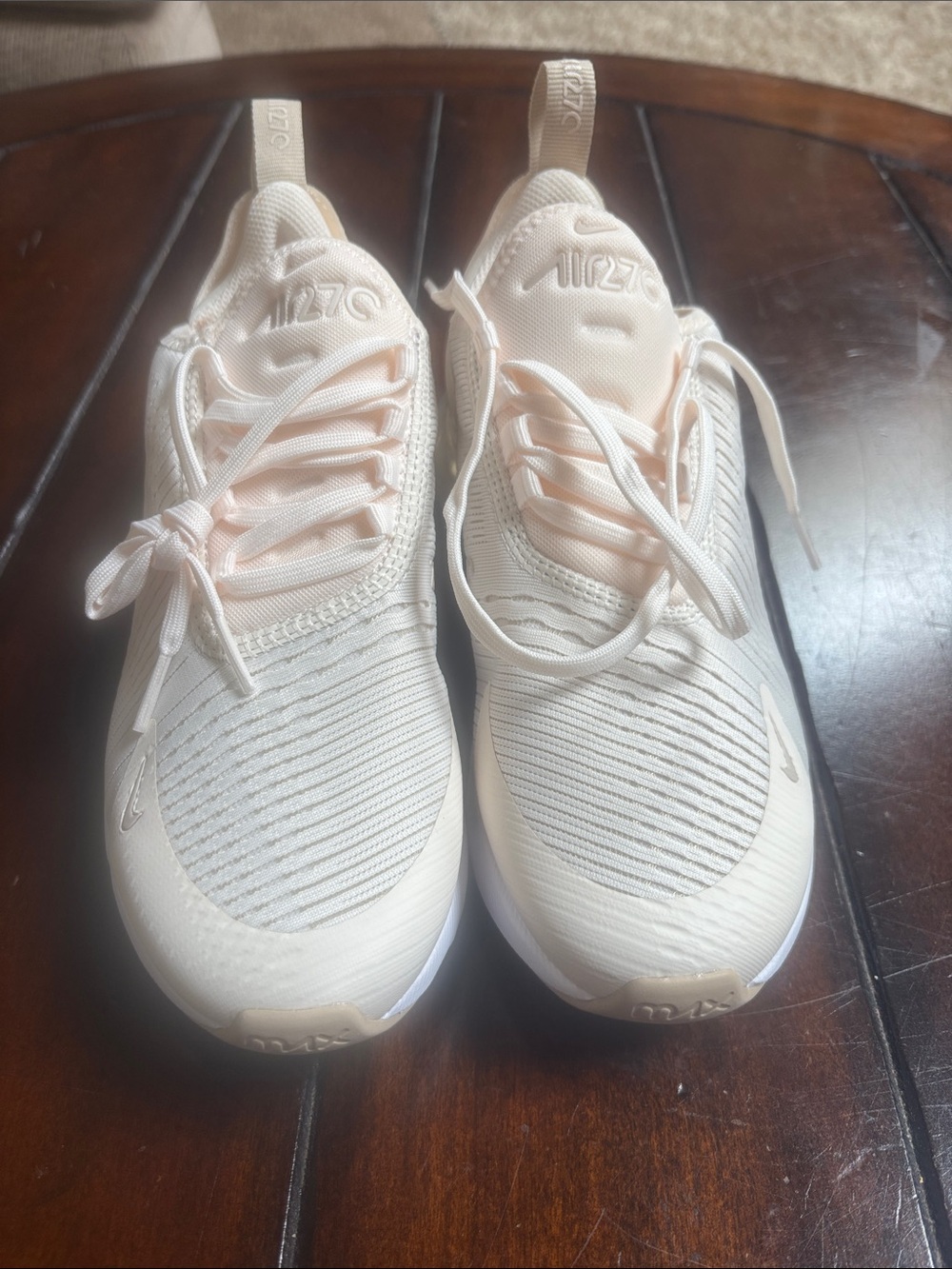 Nike Air Max 270 Women's Sneakers - Cream with Pale Pink Accents